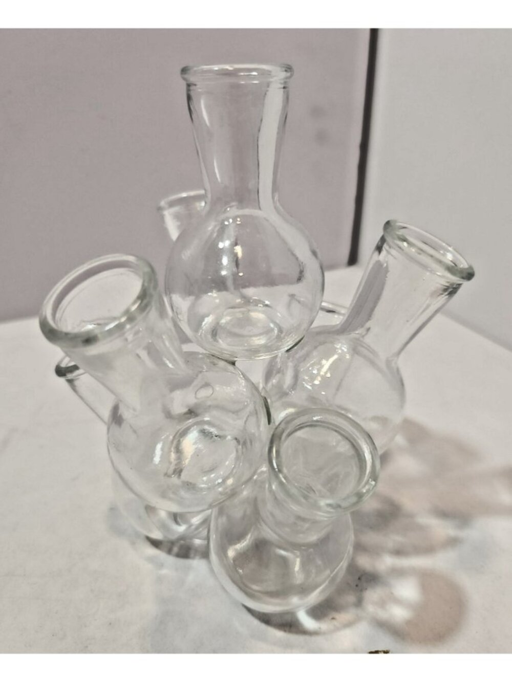 Vintage 7 Cluster Glass Bud Vase Round Plant Propagation Station MCM